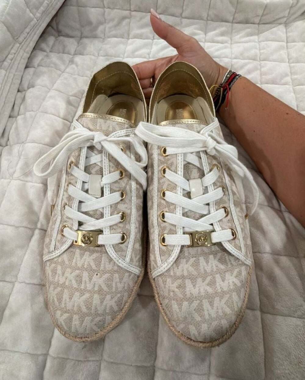 Michael Kors Kristy Monogram Canvas Espadrille Lace-Up Sneakers size 9
